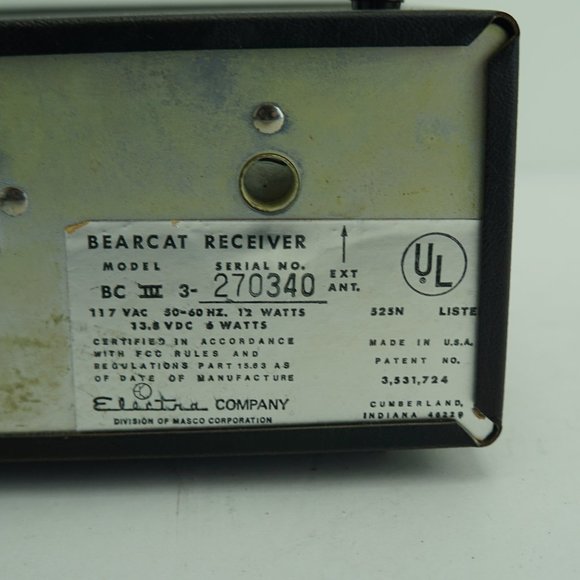 Vintage Bearcat Electra Model BC IV 4 H 8 Channel Radio Receiver Scanner - Picture 4 of 7